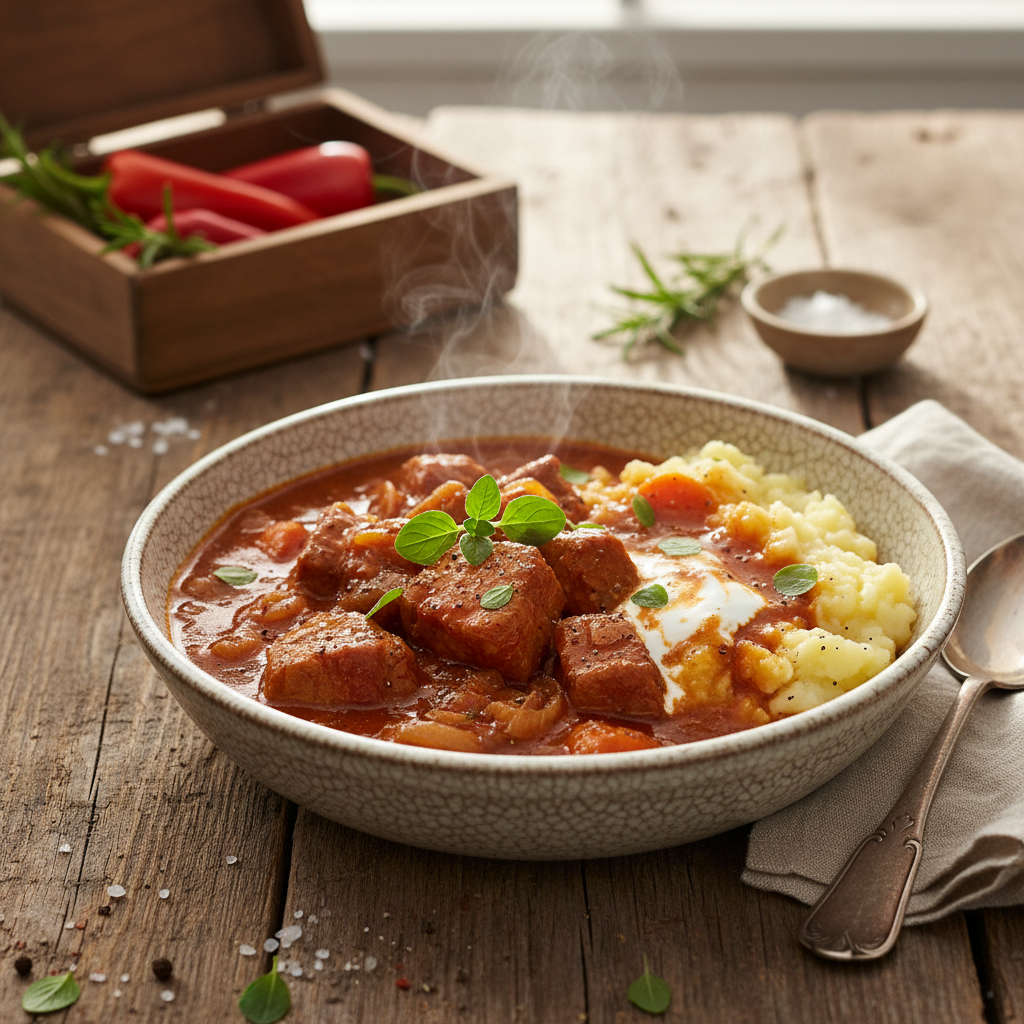 Klassikaline guljašikaste: lihtne ja tummine retsept