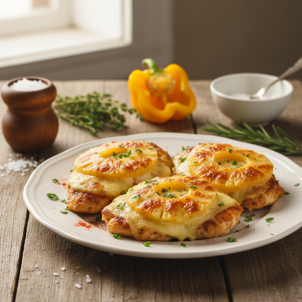 Mahlane kana ananassi ja juustuga: ideaalne kiire õhtusöök