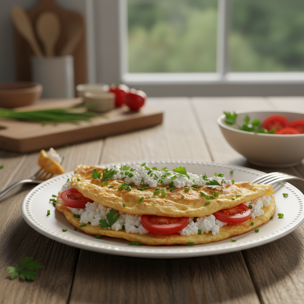Toitev omlett kodujuustu ja tomatitega – ideaalne hommikusöök